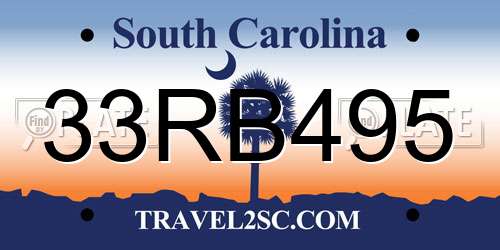 33RB495 South Carolina License Plate