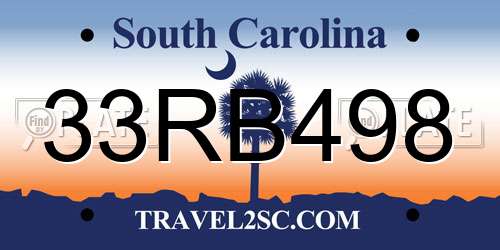 33RB498 South Carolina License Plate
