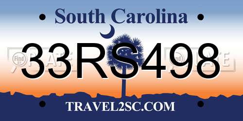 33RS498 South Carolina License Plate