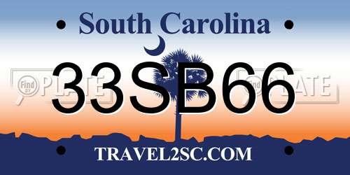 33SB66 South Carolina License Plate