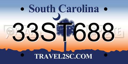 33ST688 South Carolina License Plate