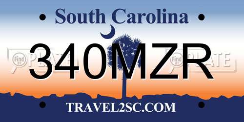 340MZR South Carolina License Plate
