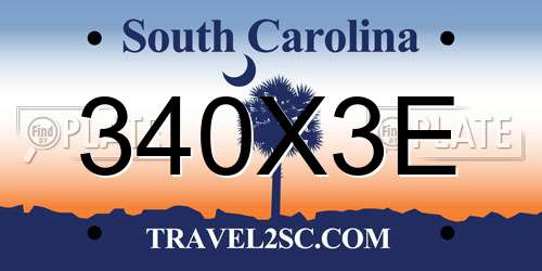 340X3E South Carolina License Plate