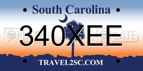 340XEE South Carolina License Plate