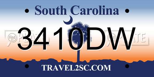 3410DW South Carolina License Plate