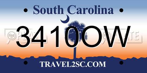 3410OW South Carolina License Plate
