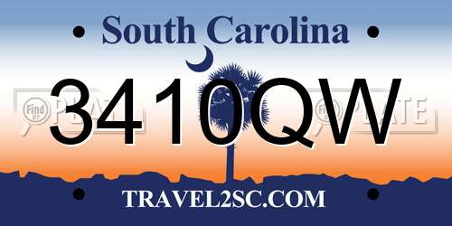 3410QW South Carolina License Plate