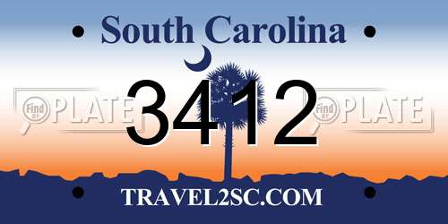 3412 South Carolina License Plate