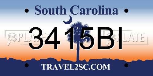 3415BI South Carolina License Plate