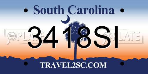 3418SI South Carolina License Plate