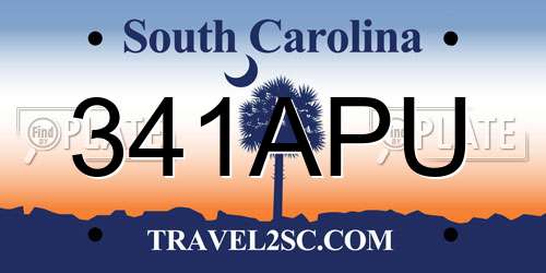 341APU South Carolina License Plate
