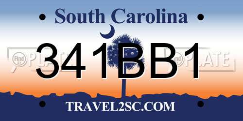 341BB1 South Carolina License Plate
