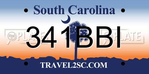 341BBI South Carolina License Plate