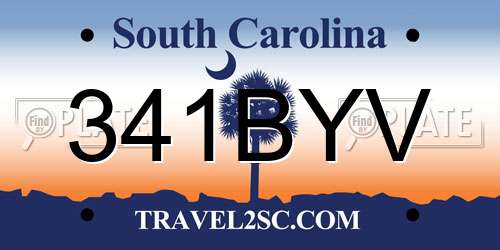 341BYV South Carolina License Plate