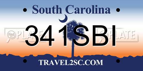 341SBI South Carolina License Plate