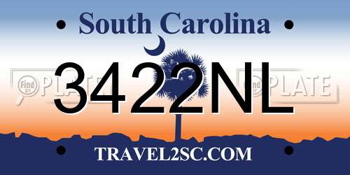 3422NL South Carolina License Plate