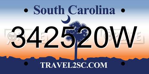 342520W South Carolina License Plate