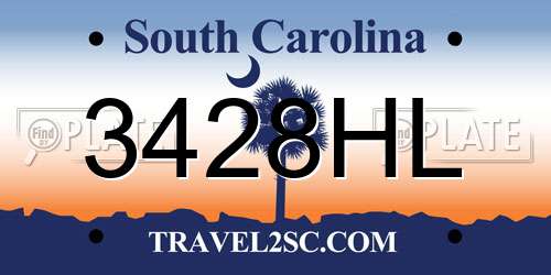 3428HL South Carolina License Plate
