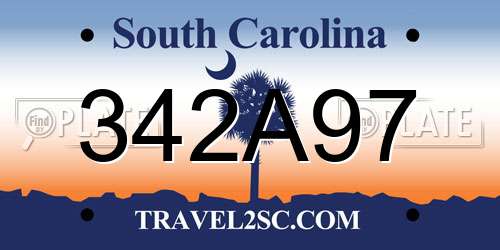342A97 South Carolina License Plate