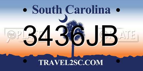 3436JB South Carolina License Plate