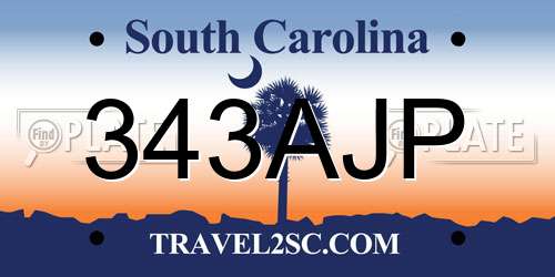 343AJP South Carolina License Plate