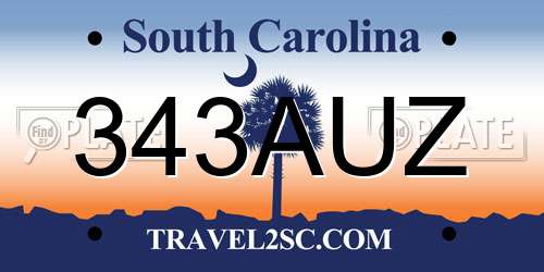 343AUZ South Carolina License Plate