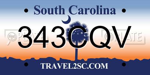 343CQV South Carolina License Plate