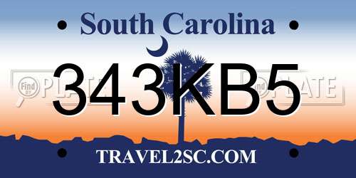 343KB5 South Carolina License Plate