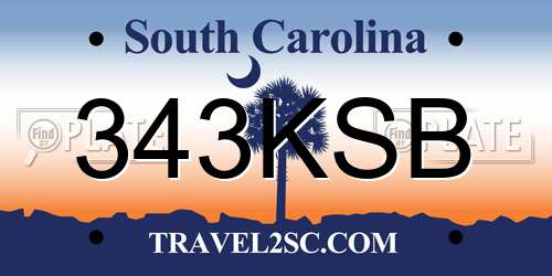 343KSB South Carolina License Plate