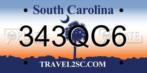343QC6 South Carolina License Plate