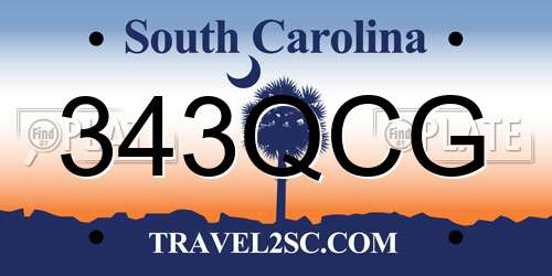 343QCG South Carolina License Plate