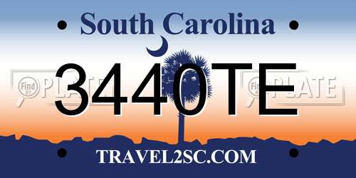 3440TE South Carolina License Plate