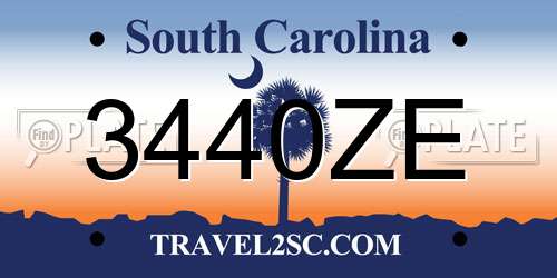3440ZE South Carolina License Plate