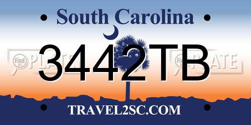 3442TB South Carolina License Plate