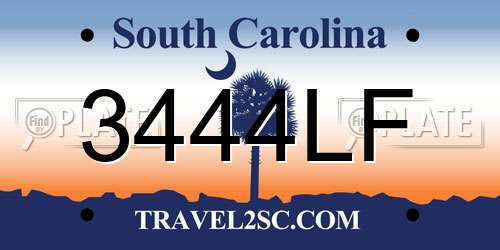3444LF South Carolina License Plate