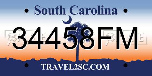 34458FM South Carolina License Plate