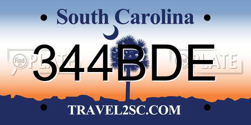 344BDE South Carolina License Plate