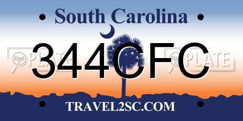 344CFC South Carolina License Plate