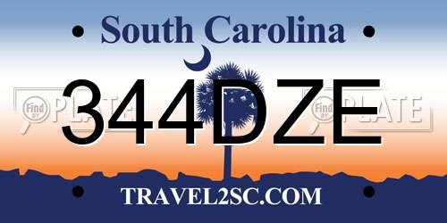 344DZE South Carolina License Plate