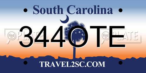 344OTE South Carolina License Plate