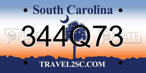 344Q73 South Carolina License Plate