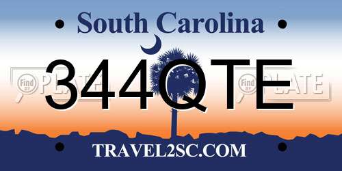 344QTE South Carolina License Plate