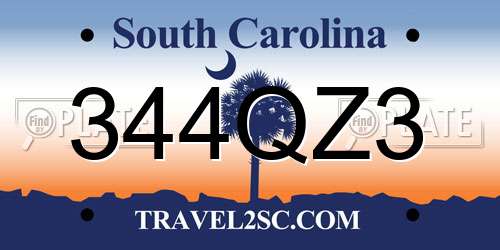 344QZ3 South Carolina License Plate