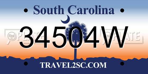 34504W South Carolina License Plate