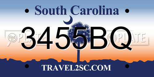 3455BQ South Carolina License Plate