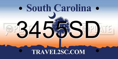 3455SD South Carolina License Plate