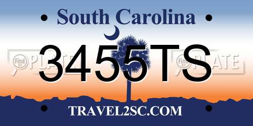 3455TS South Carolina License Plate
