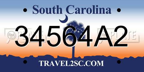 34564A2 South Carolina License Plate