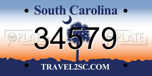 34579 South Carolina License Plate