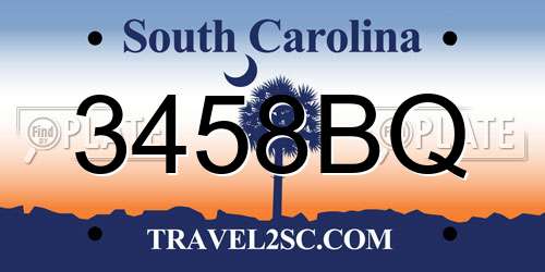 3458BQ South Carolina License Plate